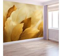 300 x 210 cm Photo Wallpaper Vintage Golden Leaves Texture Wall Mural Poster, Premium Non-Woven Fleece Photo Wallpaper and Wall Mural Painting Design Yellow, for Bedroom TV Backdrop