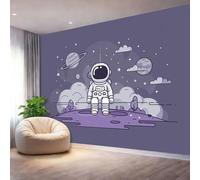 300 x 210 cm（WxH Wall Mural - Purple Fantasy Space Astronauts Premium Non-Woven Wallpaper for Living Room & Bedroom Decor (Glue Required - Not Peel and Stick)