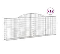 (300 x 30 x 100/120 cm/ 12 pcs) vidaXL Arched Gabion Basket Stone Basket Gabion Retaining Wall Galvanised Iron