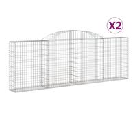 vidaXL Arched Gabion Baskets 2 pcs 300x30x100/120 cm Galvanised Iron, Silver