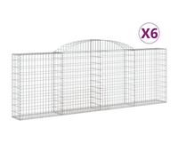 (300 x 30 x 100/120 cm/ 6 pcs) vidaXL Arched Gabion Basket Stone Basket Gabion Retaining Wall Galvanised Iron