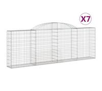 (300 x 30 x 100/120 cm/ 7 pcs) vidaXL Arched Gabion Basket Stone Basket Gabion Retaining Wall Galvanised Iron