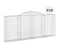 vidaXL Arched Gabion Baskets 10 pcs 300x30x120/140 cm Galvanised Iron, Silver