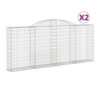 vidaXL Arched Gabion Baskets 2 pcs 300x30x120/140 cm Galvanised Iron, Silver