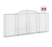 (300 x 30 x 120/140 cm/9 pcs) vidaXL Arched Gabion Basket Stone Basket Gabion Retaining Wall Galvanised Iron