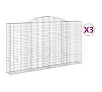 (300 x 30 x 160/180 cm/ 3 pcs) vidaXL Arched Gabion Basket Stone Basket Gabion Retaining Wall Galvanised Iron