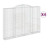 (300 x 30 x 200/220 cm/ 4 pcs) vidaXL Arched Gabion Basket Stone Basket Gabion Retaining Wall Galvanised Iron