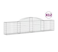 (300 x 30 x 60/80 cm/ 12 pcs) vidaXL Arched Gabion Basket Stone Basket Gabion Retaining Wall Galvanised Iron
