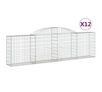 vidaXL Arched Gabion Baskets 12 pcs 300x30x80/100 cm Galvanised Iron, Silver
