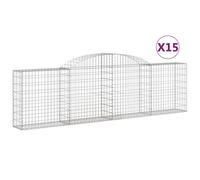 (300 x 30 x 80/100 cm/15 pcs) vidaXL Arched Gabion Basket Stone Basket Gabion Retaining Wall Galvanised Iron
