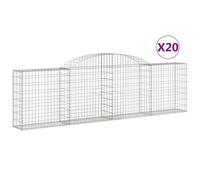vidaXL Arched Gabion Baskets 20 pcs 300x30x80/100 cm Galvanised Iron, Silver
