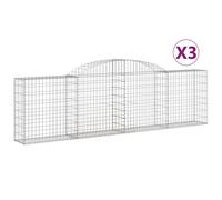 vidaXL Arched Gabion Baskets 3 pcs 300x30x80/100 cm, Silver