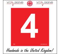 (300 x 300mm - 12 x 12, 5mm Heavy Duty Foamex Foamboard) FI204 Number 4 Four Sign Office Fire Red White Construction Unit Leisure Centre 600mm x 600mm Magnetic - Vehicle Grade