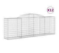 (300 x 50 x 100/120 cm/ 12 pcs) vidaXL Arched Gabion Basket Stone Basket Gabion Retaining Wall Galvanised Iron