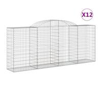 (300 x 50 x 120/140 cm/ 12 pcs) vidaXL Arched Gabion Basket Stone Basket Gabion Retaining Wall Galvanised Iron