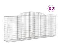 vidaXL Arched Gabion Baskets 2 pcs 300x50x120/140 cm Galvanised Iron, Silver
