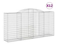 (300 x 50 x 140/160 cm/ 12 pcs) vidaXL Arched Gabion Basket Stone Basket Gabion Retaining Wall Galvanised Iron