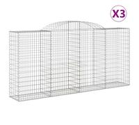 vidaXL Arched Gabion Baskets 3 pcs 300x50x140/160 cm Galvanised Iron, Silver