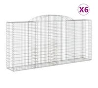 (300 x 50 x 140/160 cm/ 6 pcs) vidaXL Arched Gabion Basket Stone Basket Gabion Retaining Wall Galvanised Iron