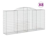 Arched Gabion Baskets 8 pcs 300x50x140/160 cm Galvanised Iron