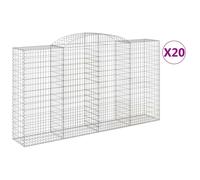 (300 x 50 x 160/180 cm/ 20 pcs) vidaXL Arched Gabion Basket Stone Basket Gabion Retaining Wall Galvanised Iron