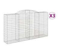 (300 x 50 x 160/180 cm/ 3 pcs) vidaXL Arched Gabion Basket Stone Basket Gabion Retaining Wall Galvanised Iron