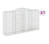 vidaXL Arched Gabion Baskets 7 pcs 300x50x160/180 cm Galvanised Iron, Silver