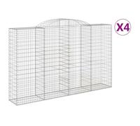 vidaXL Arched Gabion Baskets 4 pcs 300x50x180/200 cm Galvanised Iron, Silver