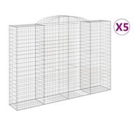 vidaXL Arched Gabion Baskets 5 pcs 300x50x200/220 cm Galvanised Iron, Silver