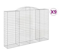 (300 x 50 x 200/220 cm/ 9 pcs) vidaXL Arched Gabion Basket Stone Basket Gabion Retaining Wall Galvanised Iron