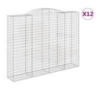 (300 x 50 x 220/240 cm/ 12 pcs) vidaXL Arched Gabion Basket Stone Basket Gabion Retaining Wall Galvanised Iron