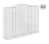 (300 x 50 x 220/240 cm/2 pcs) vidaXL Arched Gabion Basket Stone Basket Gabion Retaining Wall Galvanised Iron