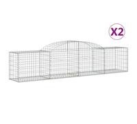 vidaXL Arched Gabion Baskets 2 pcs 300x50x60/80 cm Galvanised Iron, Silver