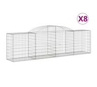 vidaXL Arched Gabion Baskets 8 pcs 300x50x80/100 cm Galvanised Iron, Silver