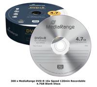 300 x MediaRange DVD+R 16x Speed 120min Recordable 4.7GB Blank Discs in Cake Tub