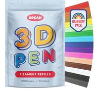 300 x ORKAN 3D Pen Filament Refills | Only Compatible with The 3Doodler Start+ | 15 Rainbow Colors | 6" x 2.5mm PCL Eco-Filament Strands | Safe for Kids | Only for 3Doodler Start+ 3D Pen