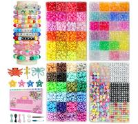 3000 beads for bracelets in pony beads set. Letter beads with large hole and accessories, 72 colours. As beads for threading to make friendship bracelets yourself. Gift for girls.