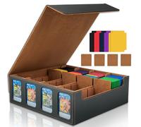 3000+ MTG Deck Box with 10 Colorful Dividers & 4 Card Supports - Commander Card Collection Box with Display Windows - Fits for YuGiOh, TCG Cards (Black & Brown)
