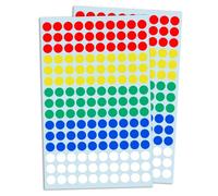 3000 Pack, 10mm Coloured Dot Stickers Sticky Labels - 5 Colours