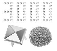 3000 Pcs 10 mm Square Pyramid Studs, Silver Metal Pyramid Shaped Nail Head Studs and Spikes for Leathercrafts, DIY Projects Bags Belt Shoe Decorative Clothing Jeans
