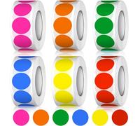 3000 Pcs Coloured Dot Stickers 20mm Sticky Dots Circle Stickers Coloured Stickers 6 Rolls Self Adhesive Round Stickers Labels for Calendar School Office Coding DIY Crafts Gift