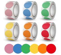 3000 Pcs Coloured Dot Stickers, 25mm Circle Sticker, Removable Color-Code Labels 6 Rolls of 6 Colors for Office Organization Home DIY Filing & Scheduling