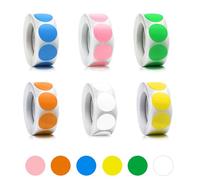 3000 PCS Coloured Dot Stickers,Coloured Sticky Dots Self Adhesive Stickers Coding Labels Color Coding Dot Seal Label 6 Colors 6 Rolls