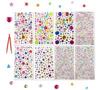 3000+pcs Gem Stickers Set,Rhinestone Stickers Self Adhesive Acrylic Gems with Tweezer, Diamond Art Stickers for Crafting, Scrapbooking, Nail Art,8 Sheets with Multiple Colors, Sizes, Shapes
