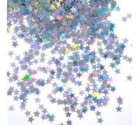3000 PCS Glitter Star Confetti, Twinkle Sequins Scatter Star Confetti for Table Silver Metallic Glitter Foil for Birthday Party DIY Crafts Wedding Festival(30g 6mm)