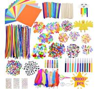 3000+PCS Halloween Arts and Crafts for Kids Craft Gift Set with Pom Poms, Markers,Feathers, Beads, Eyes, Pipe Cleaners, Art and Craft Supplies DIY Birthday Halloween Christmas Craft Kits for Kids