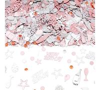 3000 PCS Rose Gold and Silver Happy Birthday Confetti, Multi-Color Birthday Confetti Metallic Foil Balloon Confettis Table Decorations for Party, Baby Shower, DIY Arts and Crafting, 30g