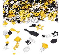 3000 Piece Birthday & Anniversary Confetti - Number 80 Glitter Cake & Table Decorations in Black, Gold & Silver (80th Style)