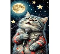 3000 Piece Jigsaw Puzzles for Adults - Animal Cat Moon - Eco Matte Anti-Glare Print, Precision Fit Interlocking Pieces with Letter Zone Backing 48x31.9 inch