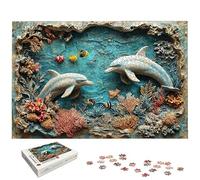 3000 Piece Jigsaw Puzzles for Adults, Dolphin Jigsaw Puzzles for Adults 3000, Landscape Jigsaws for Family Educational Games, Wooden Puzzle with Gift Box, Unique Gifts for Women, Home Decor, -6222